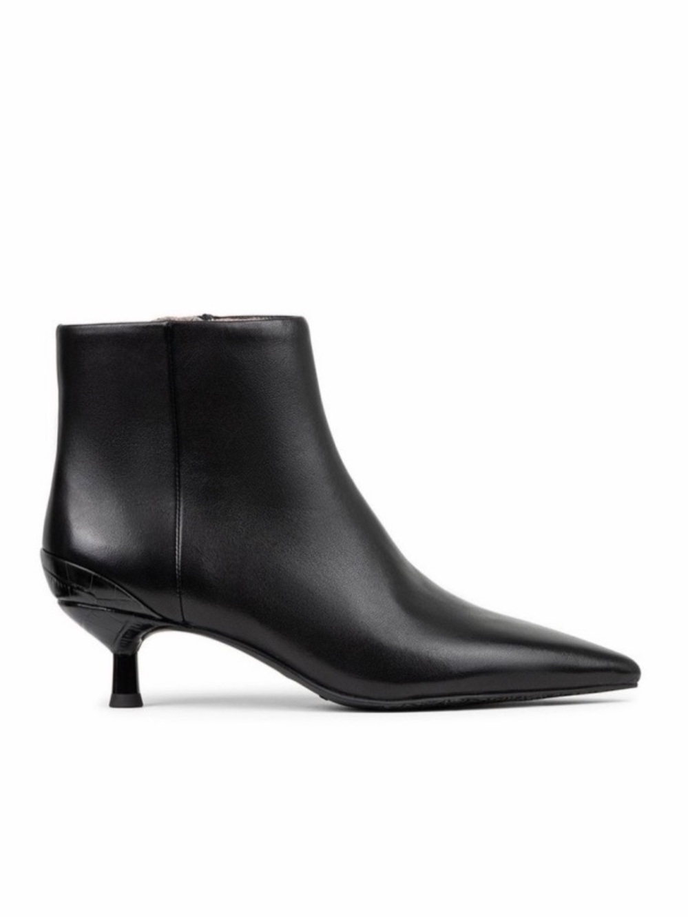 Donald J. Pliner Dazha Black Nappa Leather Kitten Heel Booties, Size 6, NWT $278